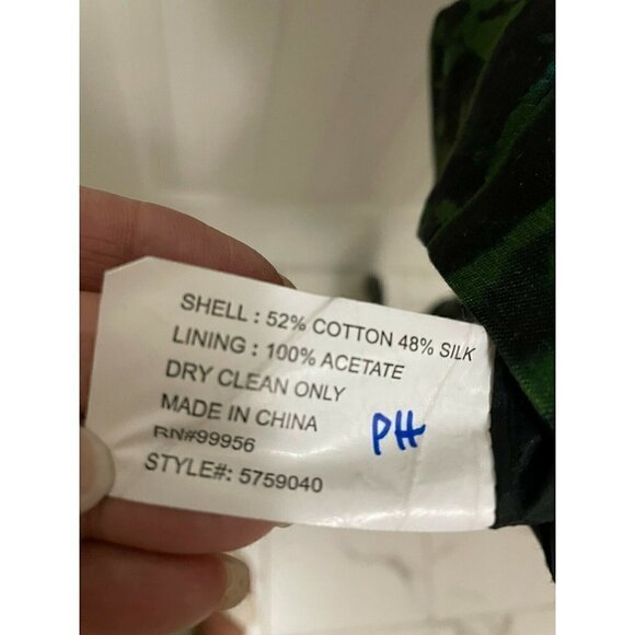 Shoshanna Fit N Flare Silk Blend Green And Black Abstract Dress Size 2 - Picture 8 of 8